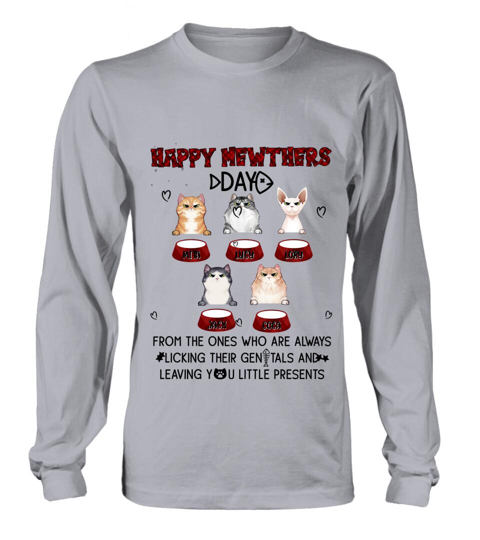 Personalized Cats Unisex T-Shirt/Long Sleeve/Pullover Hoodie/Sweatshirt - Up to 5 Cats - Best Gift Idea For Cat Lovers - Happy Mewthers Day