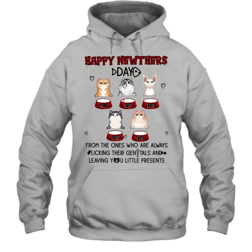 Personalized Cats Unisex T-Shirt/Long Sleeve/Pullover Hoodie/Sweatshirt - Up to 5 Cats - Best Gift Idea For Cat Lovers - Happy Mewthers Day