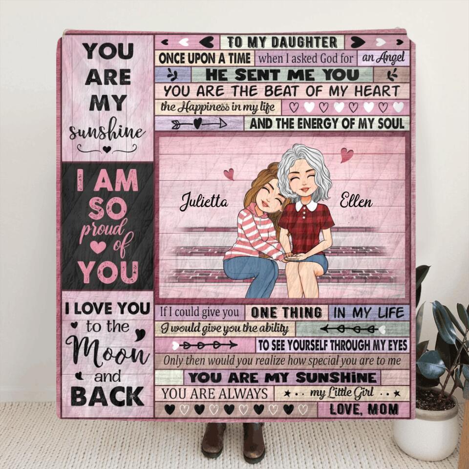 Personalized To My Daughter Quilt/Fleece Throw Blanket - Gift For Daughter From Mom - When I Asked God For An Angel He Sent Me You