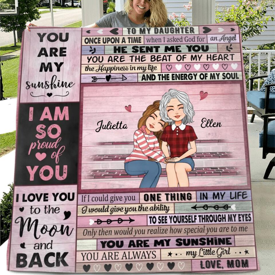 Personalized To My Daughter Quilt/Fleece Throw Blanket - Gift For Daughter From Mom - When I Asked God For An Angel He Sent Me You