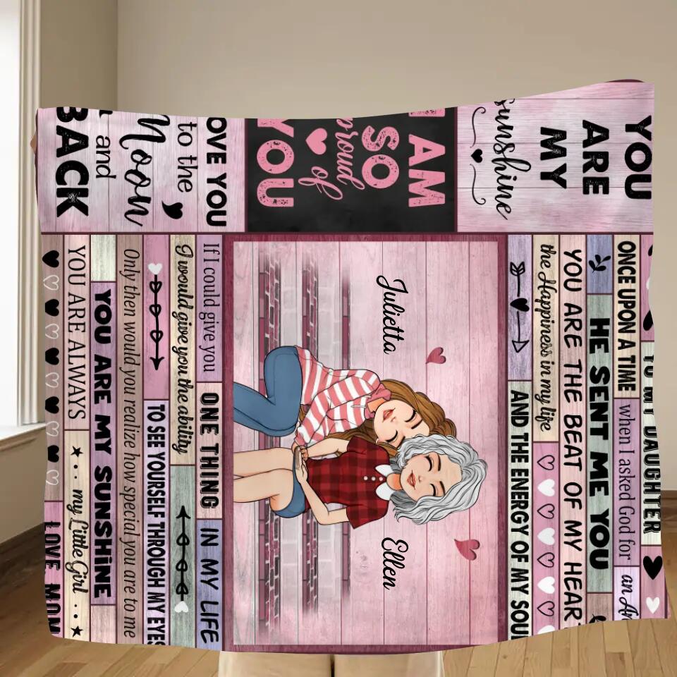 Personalized To My Daughter Quilt/Fleece Throw Blanket - Gift For Daughter From Mom - When I Asked God For An Angel He Sent Me You