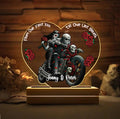 Personalized Biker Skeleton Couple Acrylic Night Light - Gift Idea For Couple/Her/Him - From Our First Kiss Till Our Last Breath