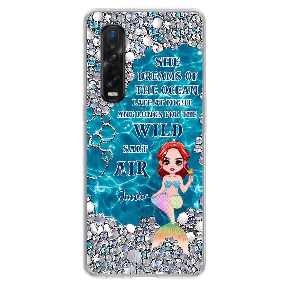 Custom Personalized Mermaid Phone Case - Gift Idea For Ocean Lovers/Mermaid - She Dreams Of The Ocean Late At Night  - Case For Oppo, Xiaomi & Huawei