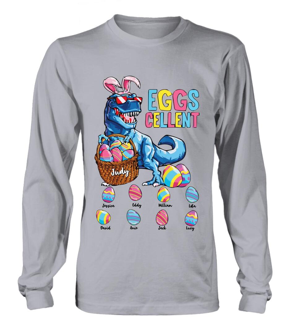 Personalized Dinosaur Eggs Cellent T-shirt/Long Sleeve/Sweatshirt/Hoodie - Gift Idea For Easter Day - Up to 8 Eggs - Dinosaur Eggs Cellent Easter