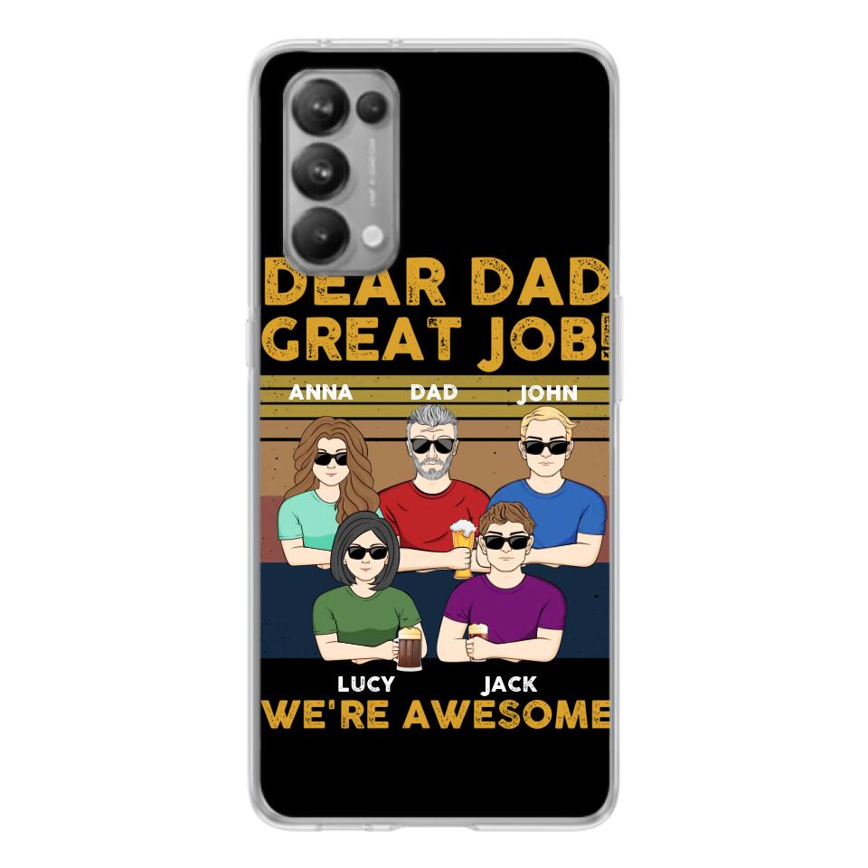 Personalized Dad Phone Case - Dad With Up to 4 Children - Gift Idea For Father's Day/Birthday - Dear Dad Great Job I'm Awesome - Case For Xiaomi/ Oppo/ Huawei