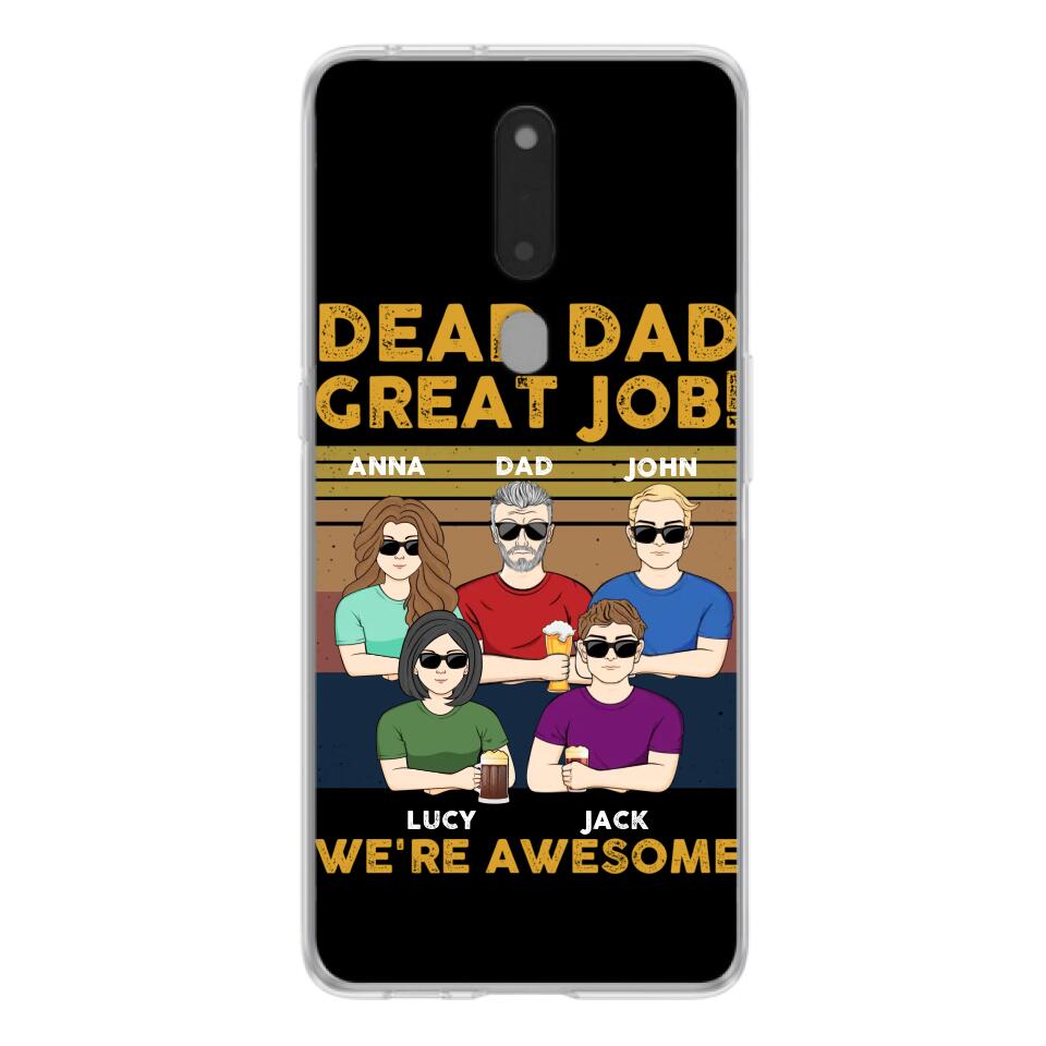 Personalized Dad Phone Case - Dad With Up to 4 Children - Gift Idea For Father's Day/Birthday - Dear Dad Great Job I'm Awesome - Case For Xiaomi/ Oppo/ Huawei