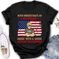 Personalized Female Veteran T-shirt/Long Sleeve/Sweatshirt/Hoodie - Veteran Gift Idea - Never Underestimate An Old Woman With A Military Background