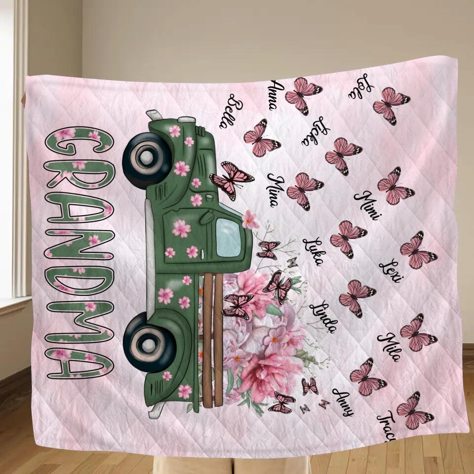 Personalized Nana Quilt - Gift Idea For Grandma/Mother's Day - Up to 12 Butterflies - Grandma