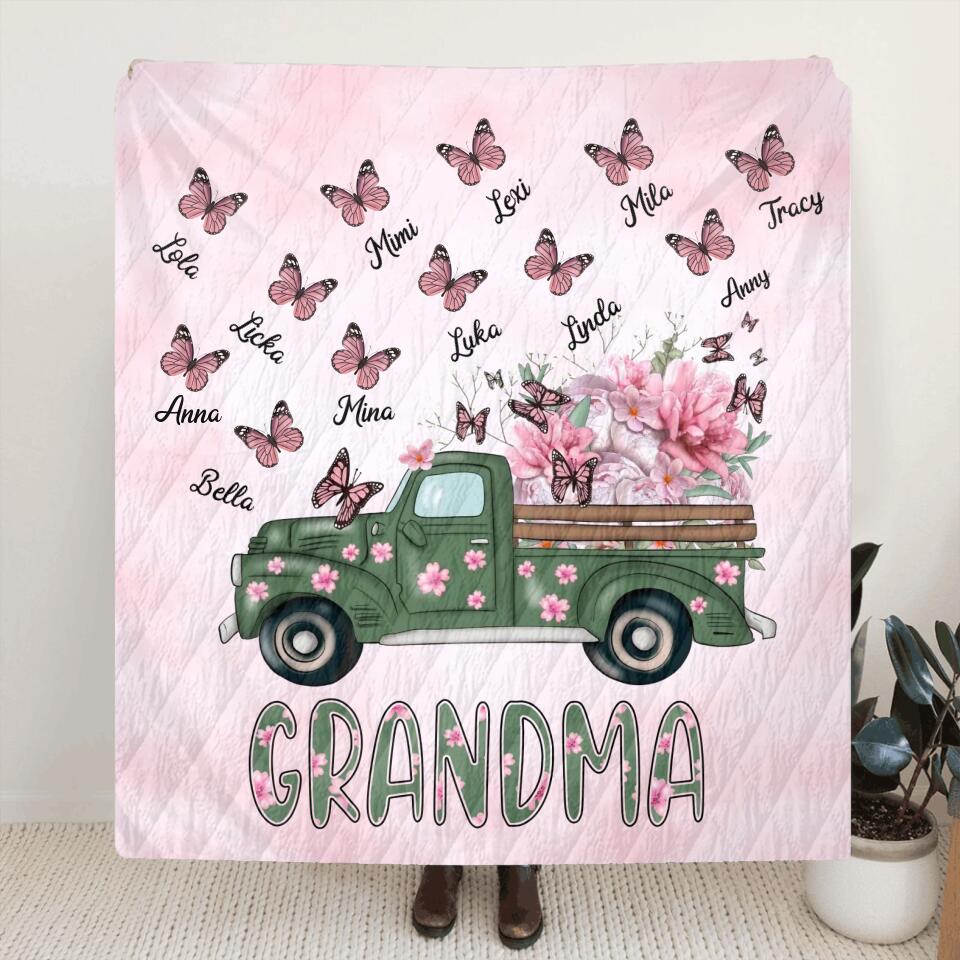 Personalized Nana Quilt - Gift Idea For Grandma/Mother's Day - Up to 12 Butterflies - Grandma