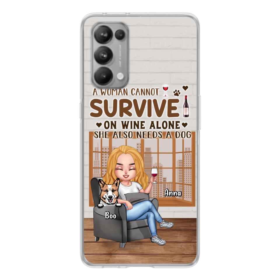Personalized Pet Mom Phone Case - Up to 4 Dogs/Cats - Mother's Day Gift Idea For Dog/Cat Lovers - A Woman Cannot Survive On Wine Alone She Also Needs A Dog - Case for Xiaomi/Huawei/Oppo