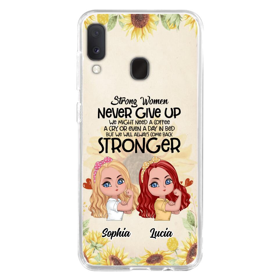 Custom Personalized Strong Women Phone Case - Upto 5 Women - Gift Idea For Friends/Besties/Sisters - Never Give Up - Case for iPhone/Samsung