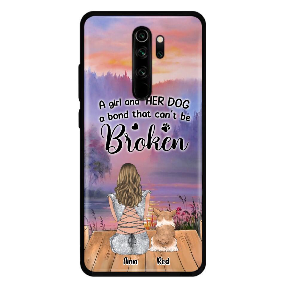 Personalized Dog Mom Phone Case - Up to 4 Dogs - Mother's Day Gift Idea for Dog Lovers - A Girl And Her Dog A Bond That Can't Be Broken - Case for Xiaomi/Huawei/Oppo