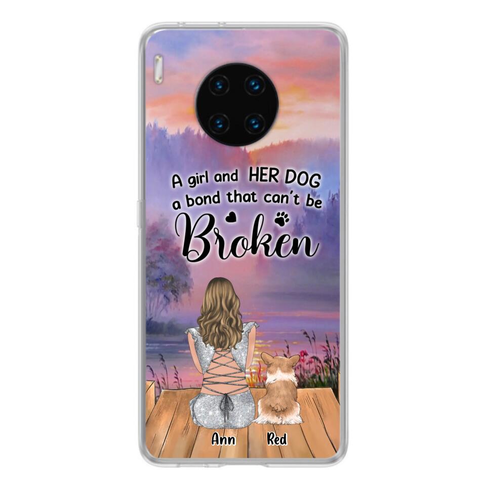 Personalized Dog Mom Phone Case - Up to 4 Dogs - Mother's Day Gift Idea for Dog Lovers - A Girl And Her Dog A Bond That Can't Be Broken - Case for Xiaomi/Huawei/Oppo