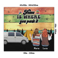 Personalized Hippie Friends Rug - Gift Idea For Hippie Lovers - Up to 3 Girls - Home Is Where You Park It