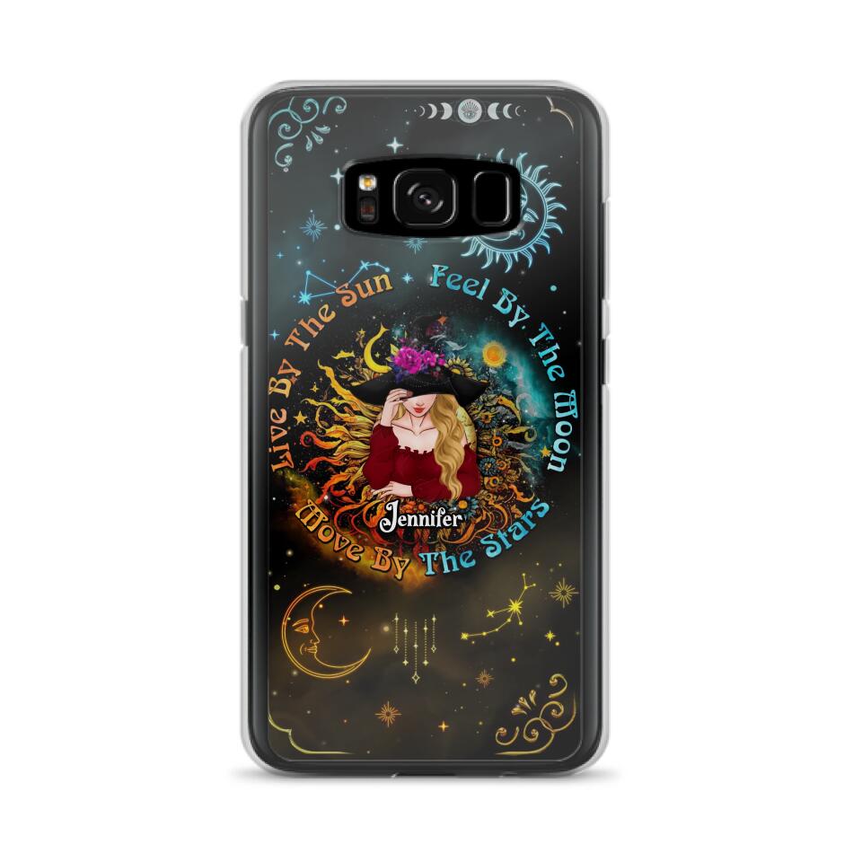 Custom Personalized Witch Phone Case - Gift Idea For Halloween/Witch Lovers - Live By The Sun Feel By The Moon Move By The Stars - Case For iPhone &  Samsung