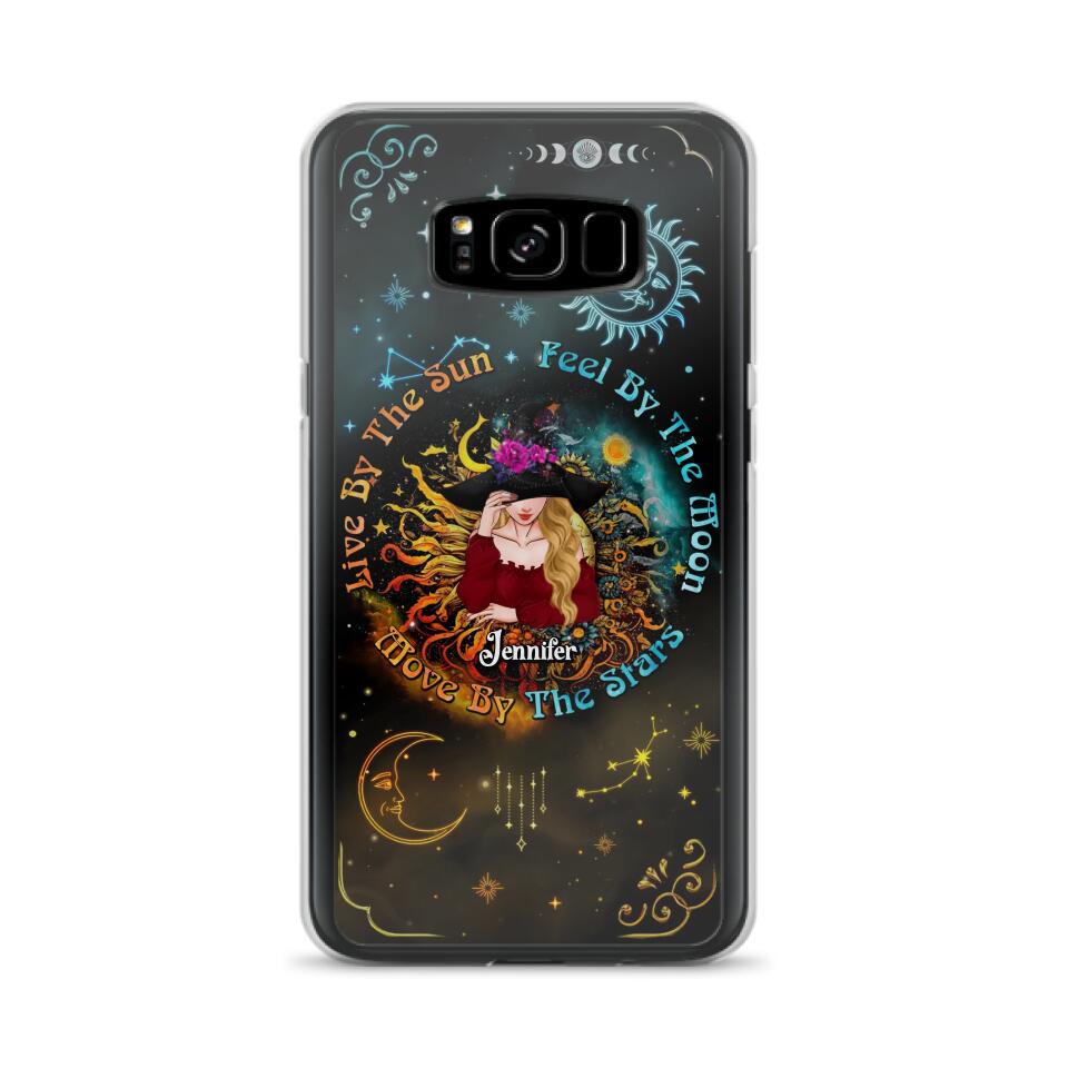 Custom Personalized Witch Phone Case - Gift Idea For Halloween/Witch Lovers - Live By The Sun Feel By The Moon Move By The Stars - Case For iPhone &  Samsung