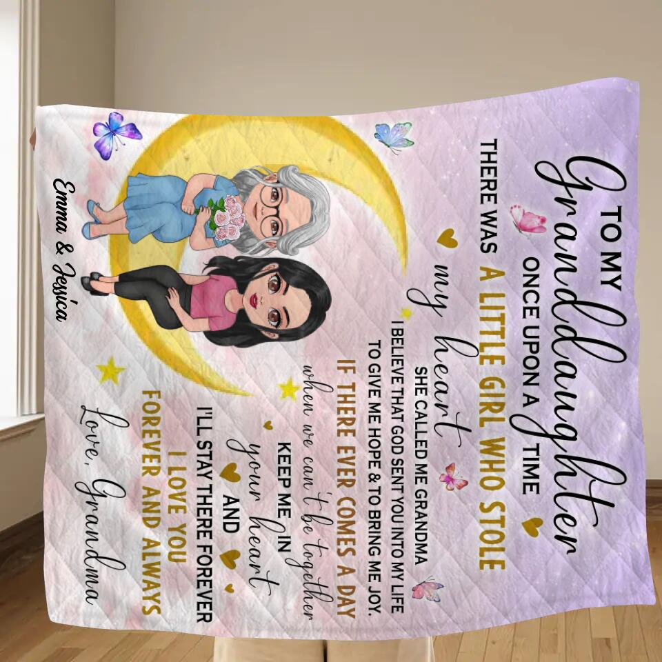 Personalized To My Granddaughter Quilt/Fleece Throw Blanket - Best Gift Idea For Granddaughter - There Was A Girl Who Stole My Heart