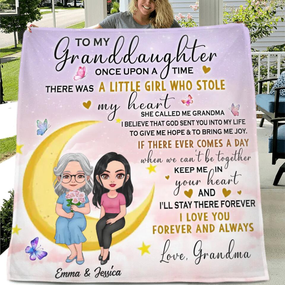 Personalized To My Granddaughter Quilt/Fleece Throw Blanket - Best Gift Idea For Granddaughter - There Was A Girl Who Stole My Heart