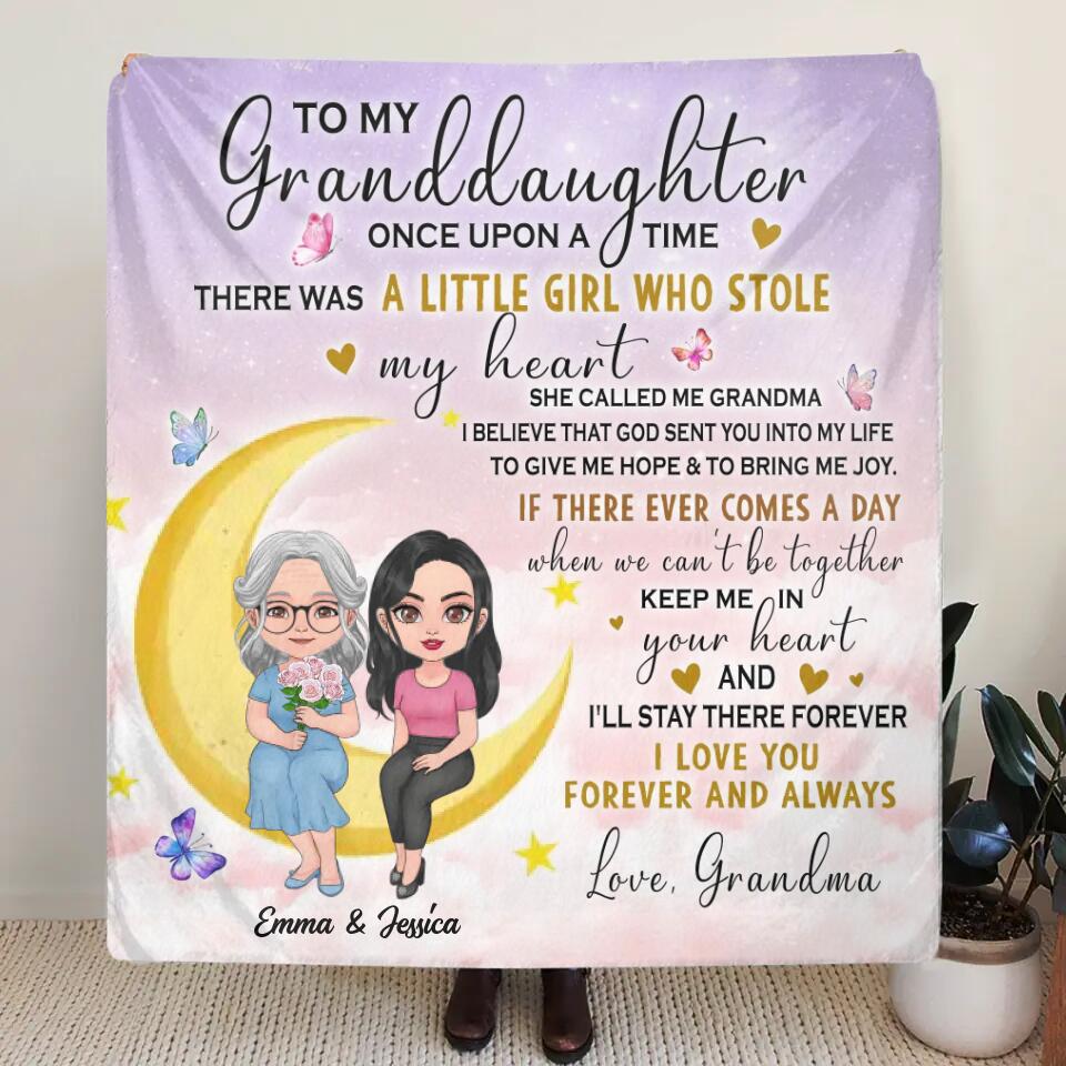 Personalized To My Granddaughter Quilt/Fleece Throw Blanket - Best Gift Idea For Granddaughter - There Was A Girl Who Stole My Heart