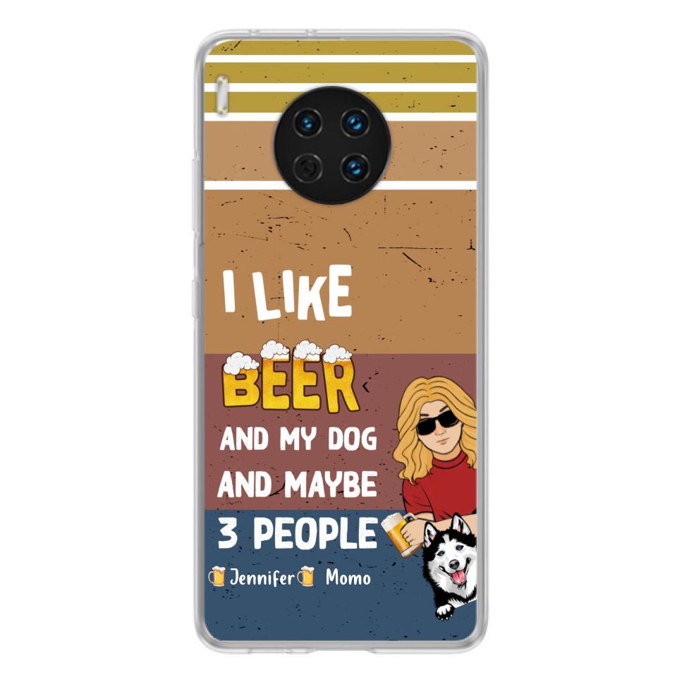 Personalized Dog Phone Case - Up to 4 Dogs - Mother's Day/Father's Day Gift Idea For Dog Lovers - I Like Beer And My Dog And Maybe 3 People - Case For Oppo/Xiaomi/Huawei