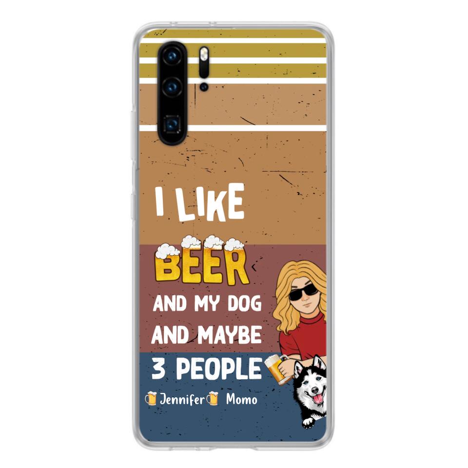 Personalized Dog Phone Case - Up to 4 Dogs - Mother's Day/Father's Day Gift Idea For Dog Lovers - I Like Beer And My Dog And Maybe 3 People - Case For Oppo/Xiaomi/Huawei