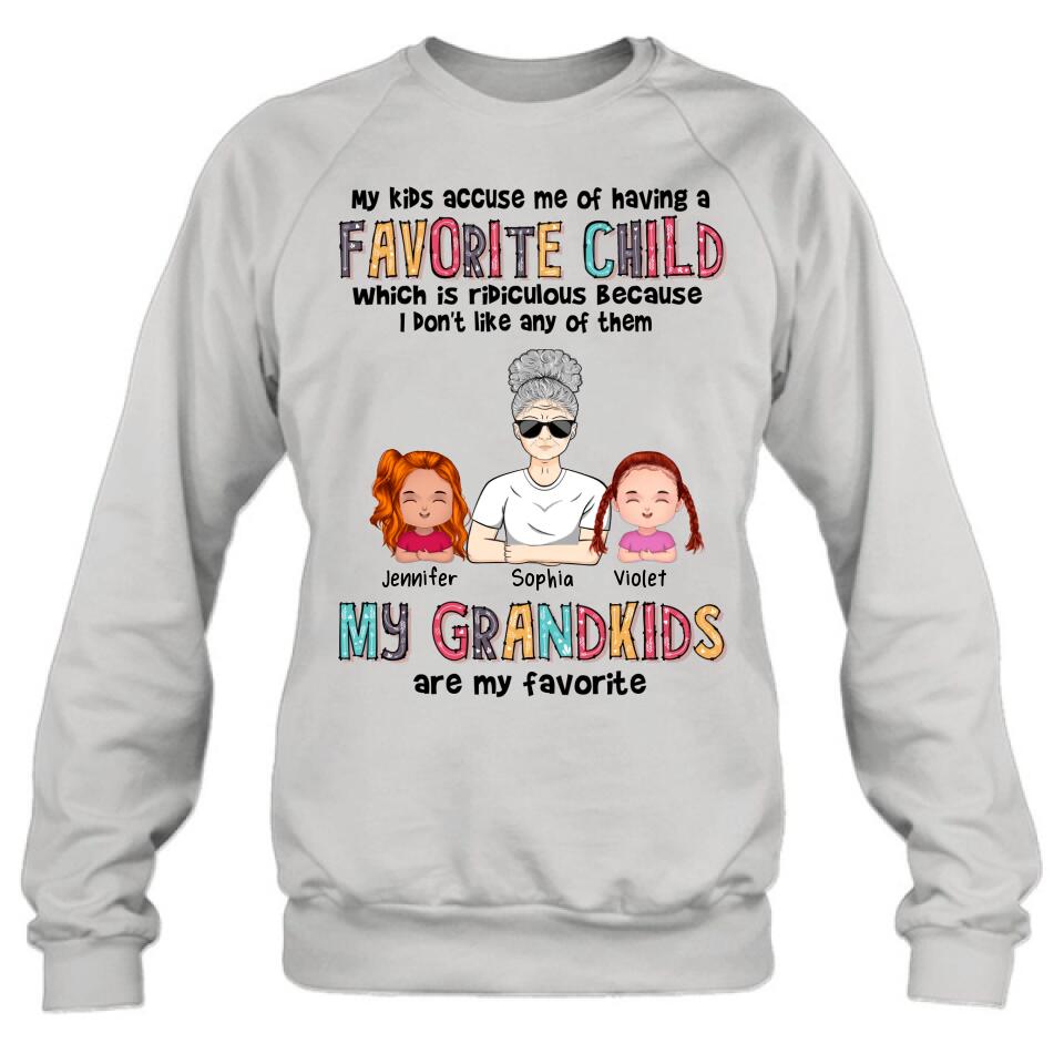 Personalized Grandma Shirt - Up to 6 Kids - Mother's Day Gift Idea For Grandma - My Kids Accuse My Of Having A Favorite Child Which Is Ridiculous
