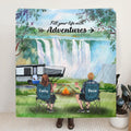 Personalized Camping Quilt/Fleece Blanket - Couple/Parents With Up to 4 Kids And 4 Pets - Best Gift For Camping Lover - Fill Your Life With Adventures