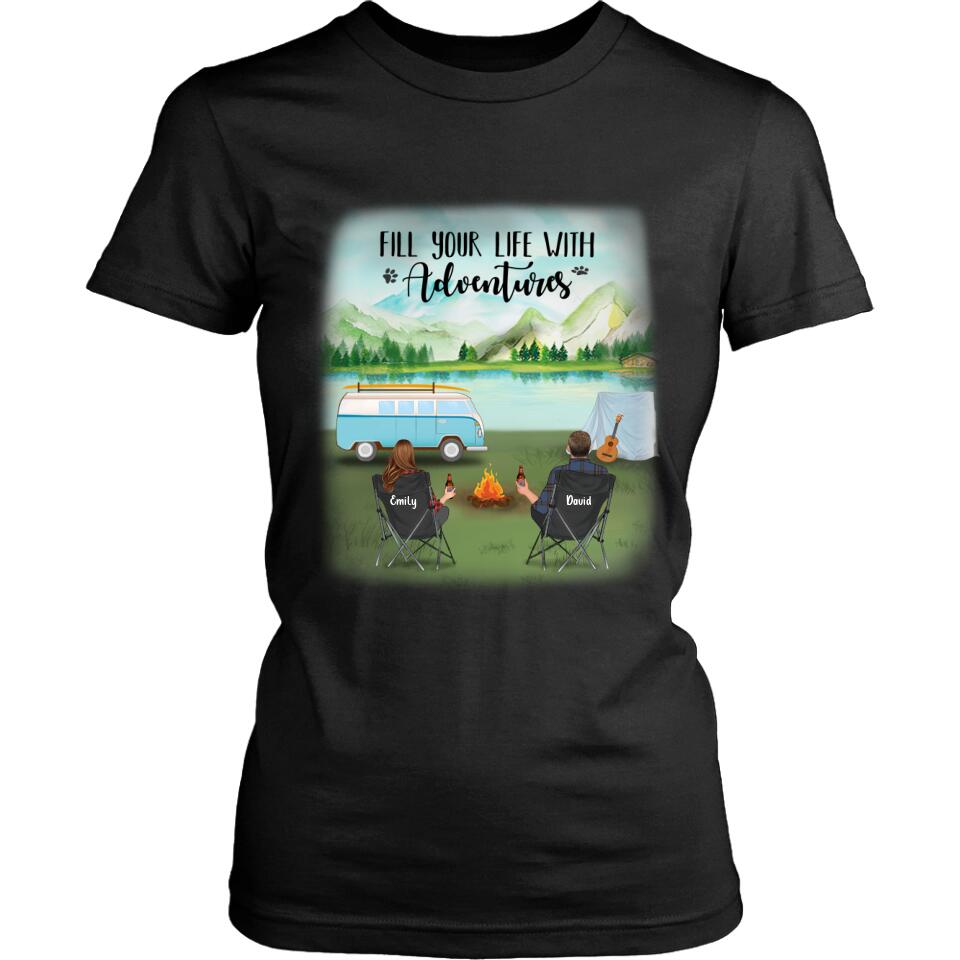 Personalized Camping T-shirt/Pullover Hoodie - Couple/Parents With Up to 6 Kids And 2 Pets - Best Gift For Camping Lover
