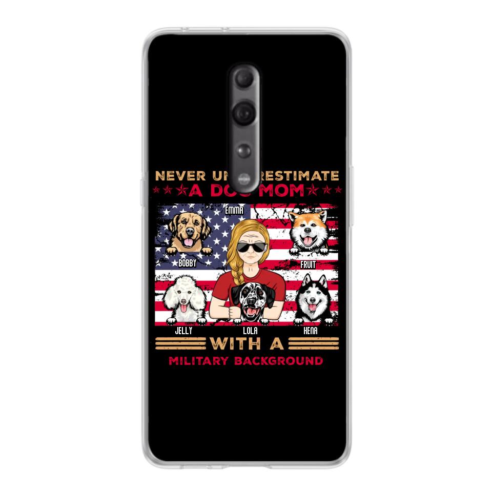 Personalized Dog Mom Phone Case - Up to 5 Dogs - Mother's Day Gift Idea For Dog Lover - Never Underestimate A Dog Mom With A Military Background - Case For Xiaomi/Oppo/Huawei
