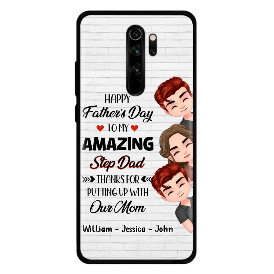 Personalized Thanks Dad Phone Case - Gift Idea For Father's Day - Up to 3 Children - To My Amazing Step Dad Thanks For Putting Up With Our Mom - Case For Oppo, Xiaomi & Huawei