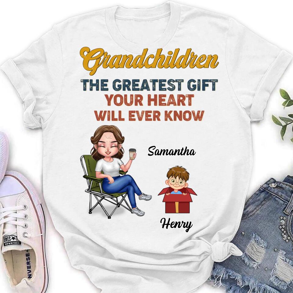 Personalized Grandma Shirt/Long sleeve/Sweatshirt/Hoodie - Gift Idea For Grandma/Mother's Day - Up to 7 Kids - Grandchildren The Greatest Gift Your Heart Will Ever Know