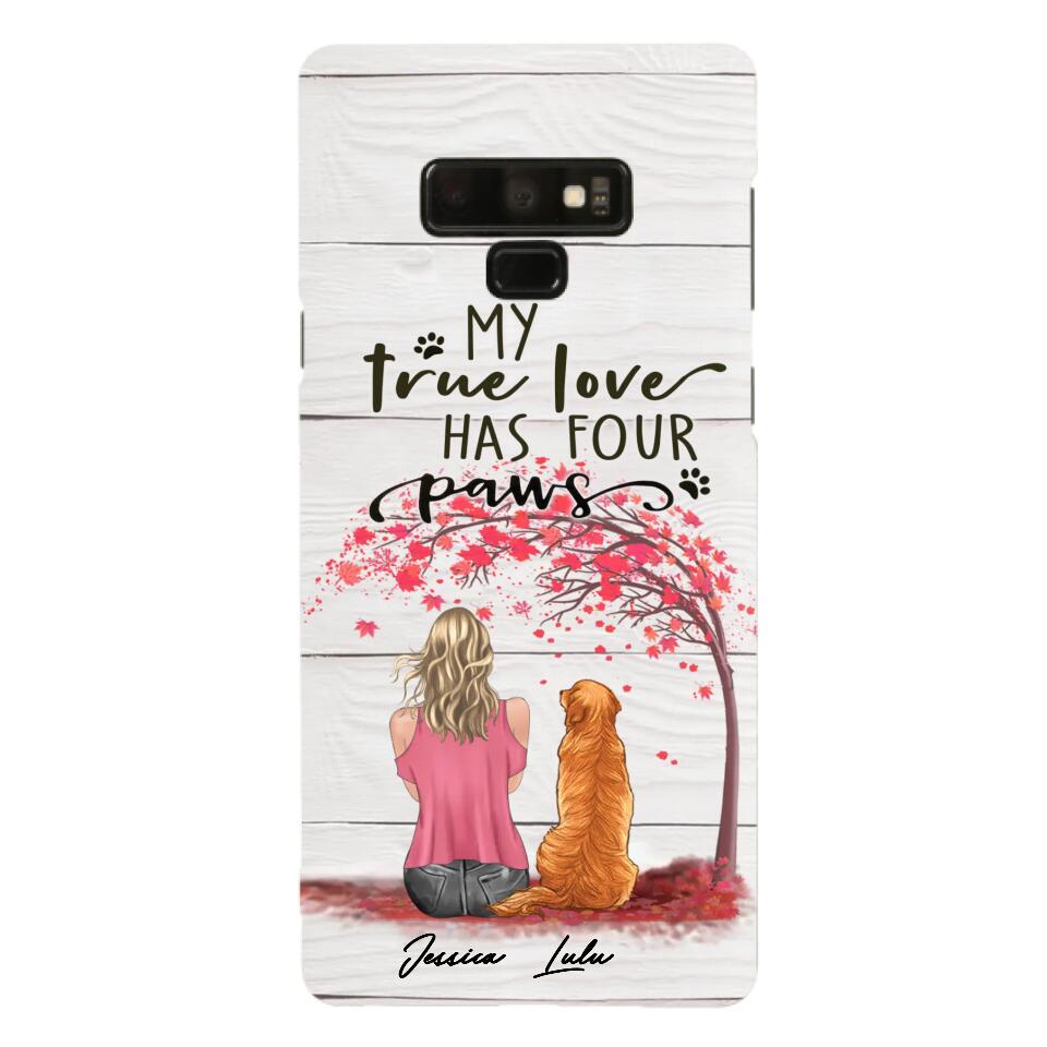 Custom Personalized Dog Mom Phone Case - Upto 5 Dogs - Gift Idea For Mother's Day/Dog Lovers - My True Love Has Four Paws - Case For iPhone And Samsung