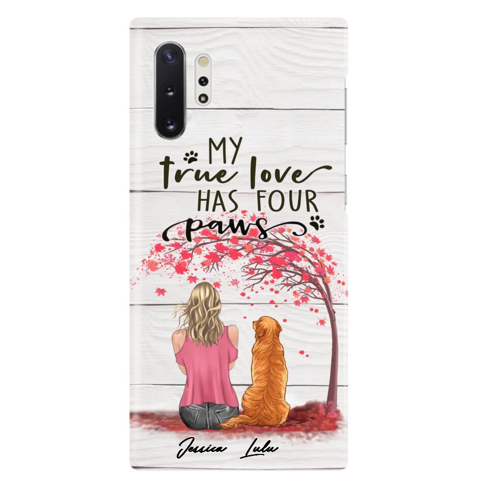 Custom Personalized Dog Mom Phone Case - Upto 5 Dogs - Gift Idea For Mother's Day/Dog Lovers - My True Love Has Four Paws - Case For iPhone And Samsung