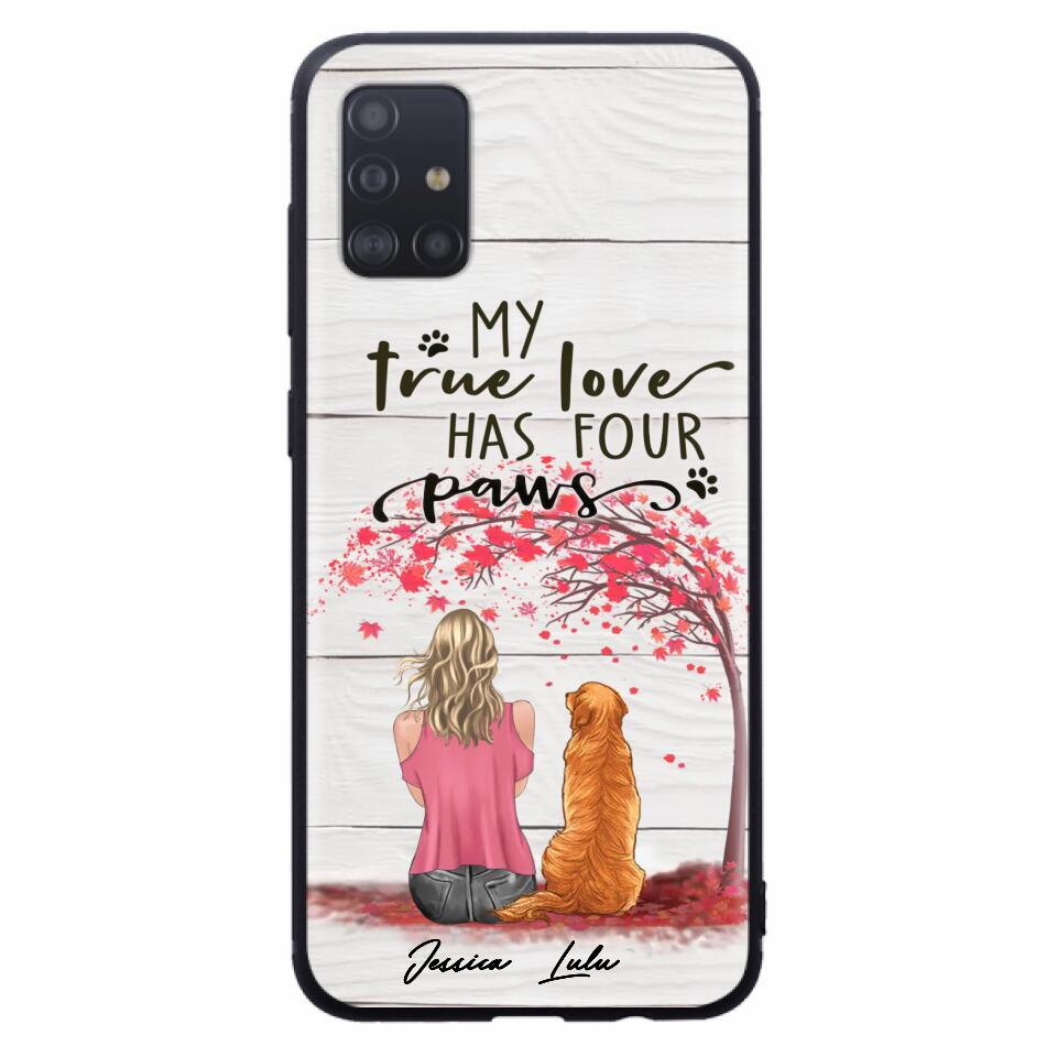 Custom Personalized Dog Mom Phone Case - Upto 5 Dogs - Gift Idea For Mother's Day/Dog Lovers - My True Love Has Four Paws - Case For iPhone And Samsung