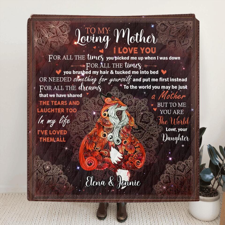 Personalized Loving Mother Fleece Throw Blanket/Quilt - Gift Idea For Mother's Day - To My Loving Mother I Love You