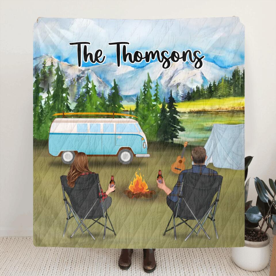 Personalized Camping Blanket - Gift For Father's Day from Wife to Husband - Family Name - ODH9UF