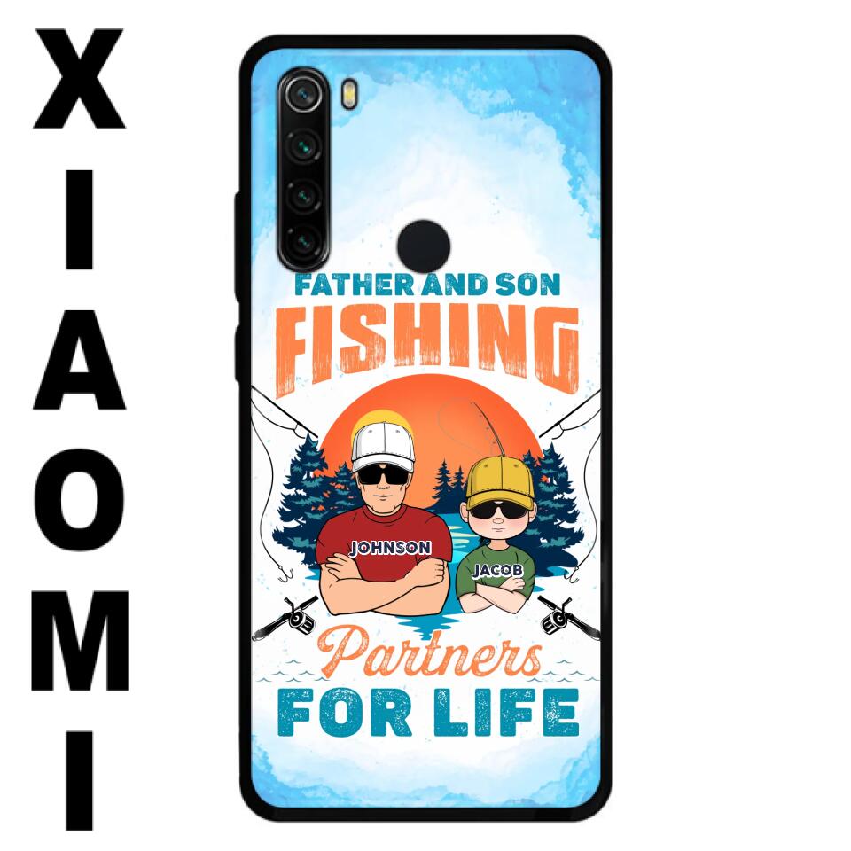 Personalized Father And Son Fishing Phone Case For Xiaomi/Oppo/Huawei - Dad With Up to 3 Children - Gift Idea For Father/Son/Daughter/Father's Day/Fishing Lover - Father And Son Fishing Partners For Life