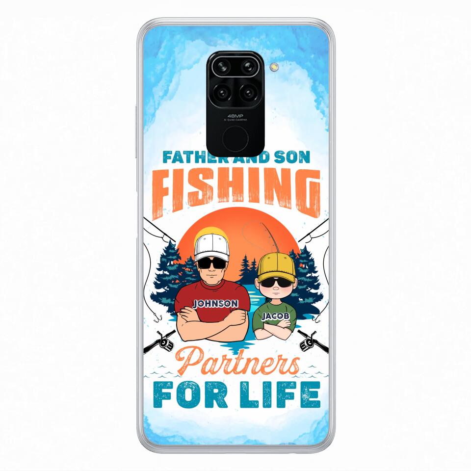 Personalized Father And Son Fishing Phone Case For Xiaomi/Oppo/Huawei - Dad With Up to 3 Children - Gift Idea For Father/Son/Daughter/Father's Day/Fishing Lover - Father And Son Fishing Partners For Life