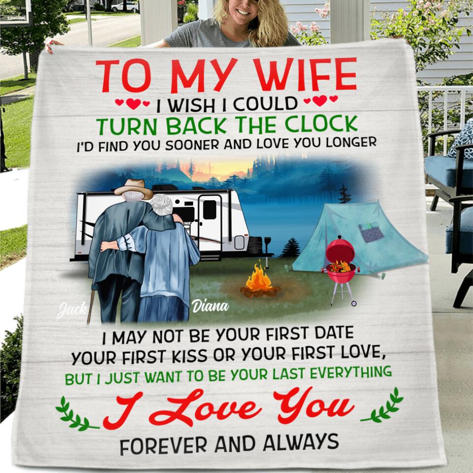 Personalized Old Couple Fleece Blanket/Quilt/Pillow Cover - Best Gift Idea For Grandparents/Couple - To My Wife I Wish I Could  Turn Back The Clock