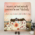 Personalized Mom & Daughter Quilt/Fleece Throw Blanket/Pillow Cover - Gift Idea For Mother's Day - Up to 5 Children -  Always On Our Minds Forever In Our Hearts