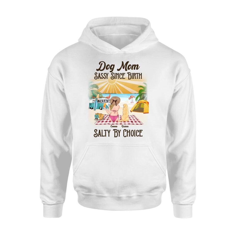 Personalized Dog Mom Shirt - Up to 4 Dogs - Mother's Day Gift Idea for Dog Lovers - Dog Mom Sassy Since Birth Salty By Choice