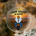 Personalized Memorial Biker Circle/Rectangle Acrylic Ornament/Blanket - Memorial Gift Idea For Father's Day - Gone Riding In Heaven