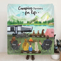 Personalized Camping Blanket Gift For Whole Family, Camping Lovers - Parents with 2 Kids and 4 Pets - Camping Partners For Life - 3KFOG2
