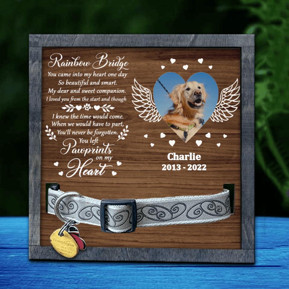 Custom Dog Photo Loss Frame - Memorial Gift Idea For Dog Lover - You Left Pawprints On My Heart