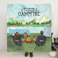 Personalized Camping Blanket - Gift For Same Sex Couple - 2 Women & 1 Dog Camping Quilt - Life is better around the campfire