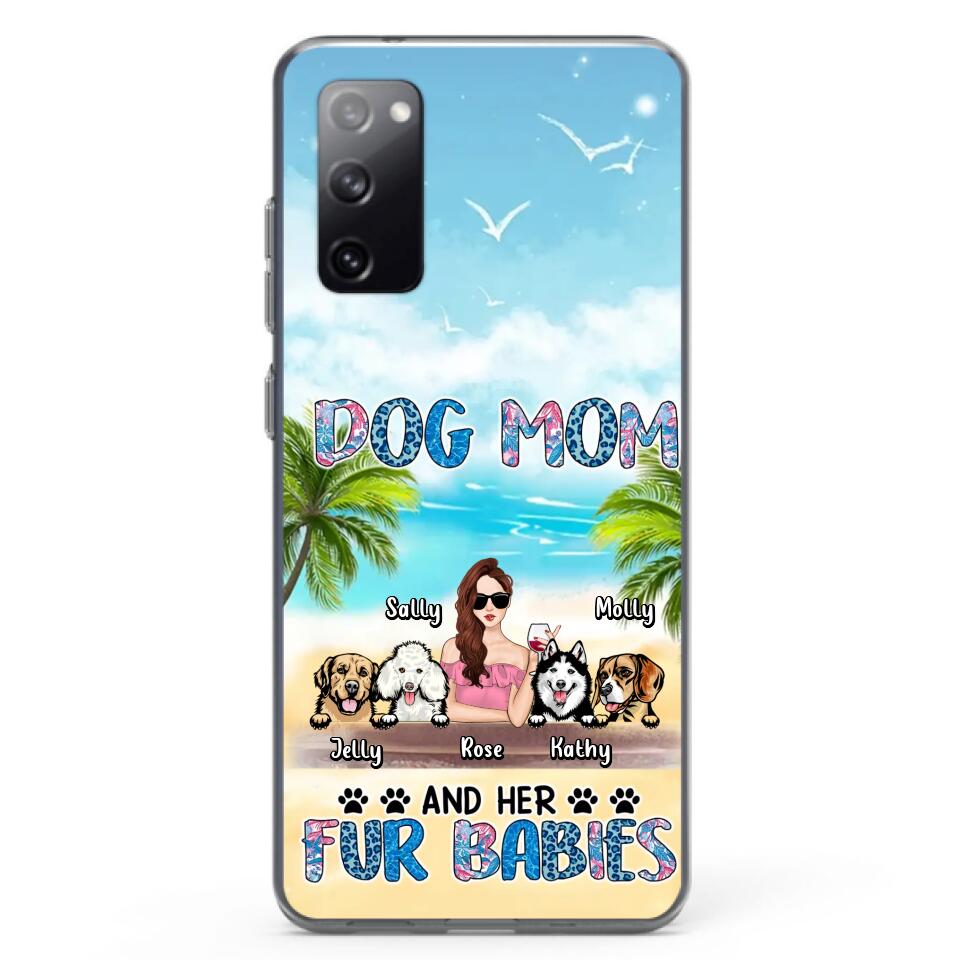 Custom Personalized Dog Mom Summer Patterned Phone Case - Upto 4 Dogs - Gift Idea For Dog Mom/Dog Lovers - Dog Mom And Her Fur Babies - Cases For iPhone/Samsung