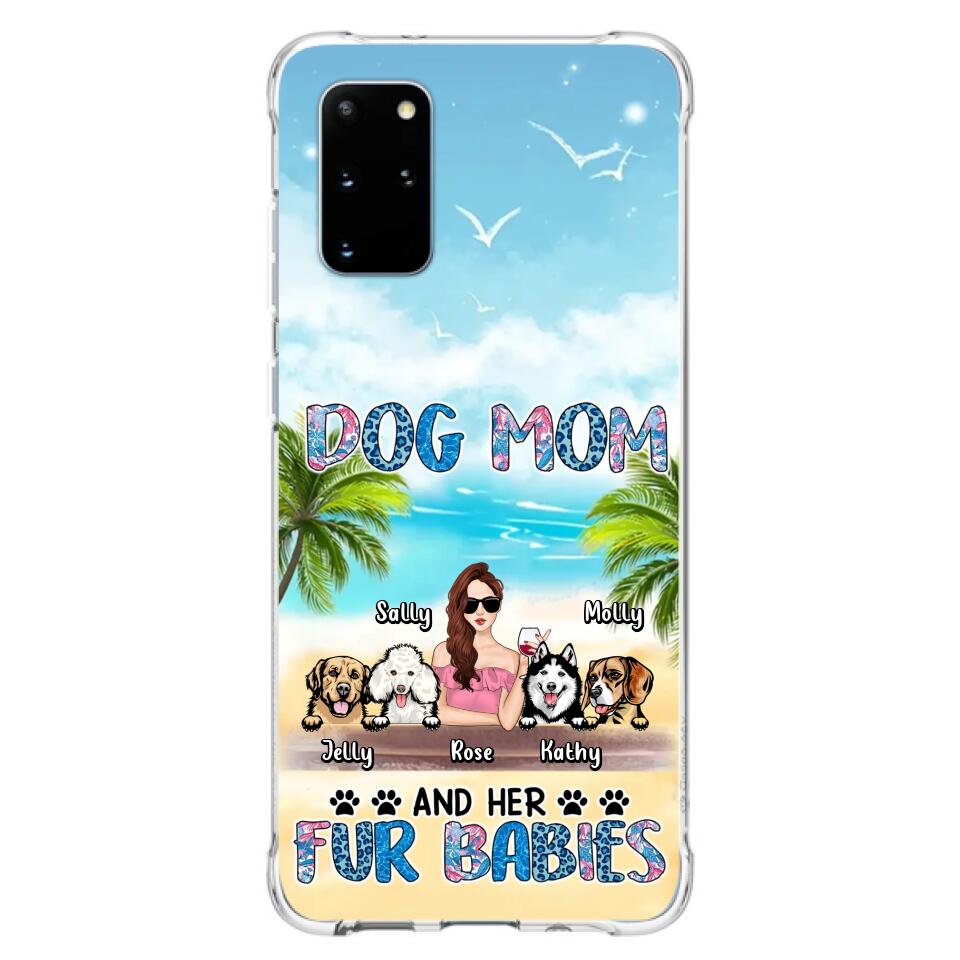Custom Personalized Dog Mom Summer Patterned Phone Case - Upto 4 Dogs - Gift Idea For Dog Mom/Dog Lovers - Dog Mom And Her Fur Babies - Cases For iPhone/Samsung