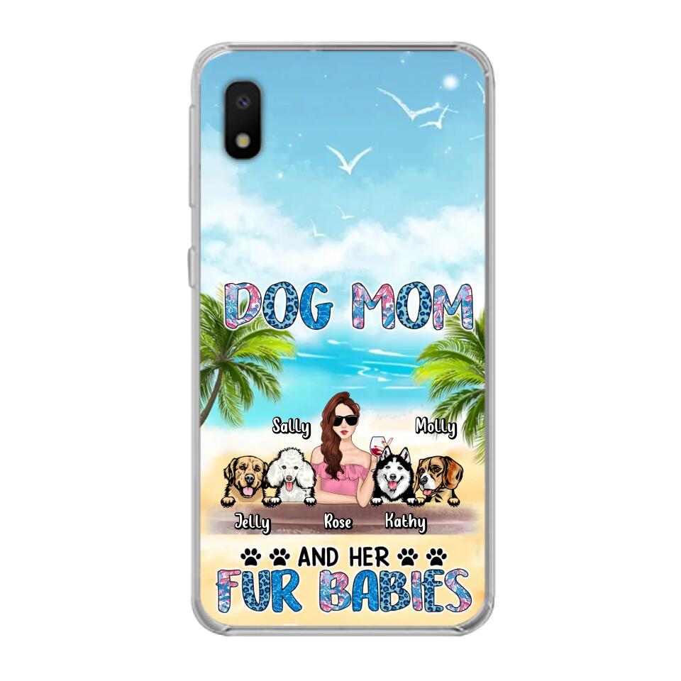 Custom Personalized Dog Mom Summer Patterned Phone Case - Upto 4 Dogs - Gift Idea For Dog Mom/Dog Lovers - Dog Mom And Her Fur Babies - Cases For iPhone/Samsung