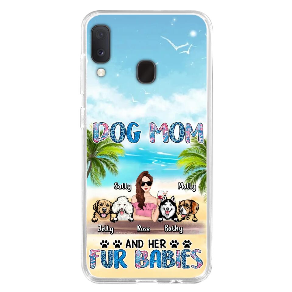 Custom Personalized Dog Mom Summer Patterned Phone Case - Upto 4 Dogs - Gift Idea For Dog Mom/Dog Lovers - Dog Mom And Her Fur Babies - Cases For iPhone/Samsung