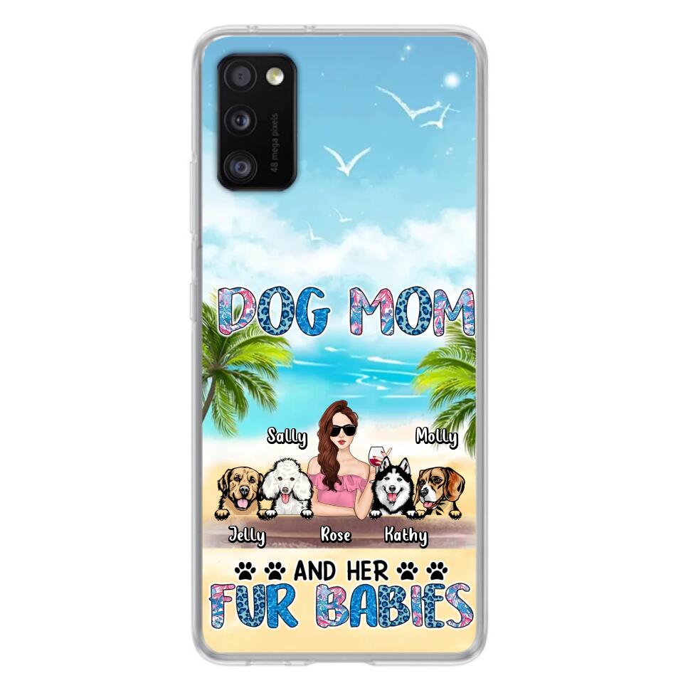 Custom Personalized Dog Mom Summer Patterned Phone Case - Upto 4 Dogs - Gift Idea For Dog Mom/Dog Lovers - Dog Mom And Her Fur Babies - Cases For iPhone/Samsung